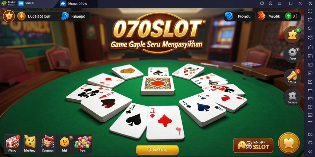 Tampilan utama gameplay seru 070SLOT di tengah permainan Gaple.