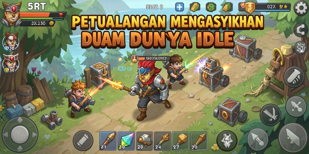 Screenshot gameplay 5RT menunjukkan karakter yang aktif dan dunia yang penuh warna.