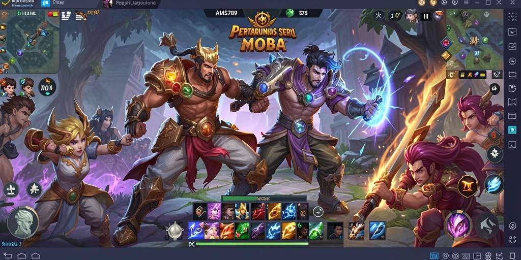 Gameplay seru dan intens di AMS789 MOBA.
