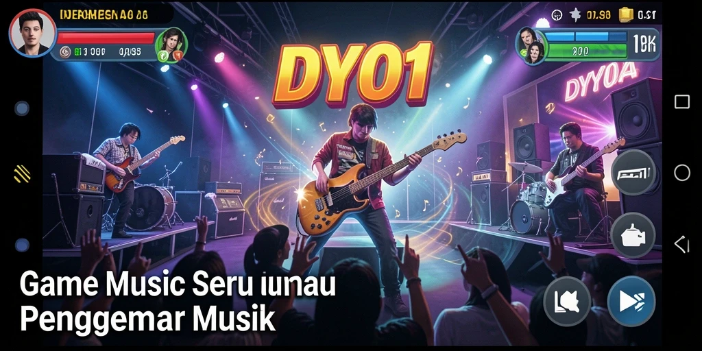 Screenshot dari gameplay DY01 menampilkan serunya bermain musik.
