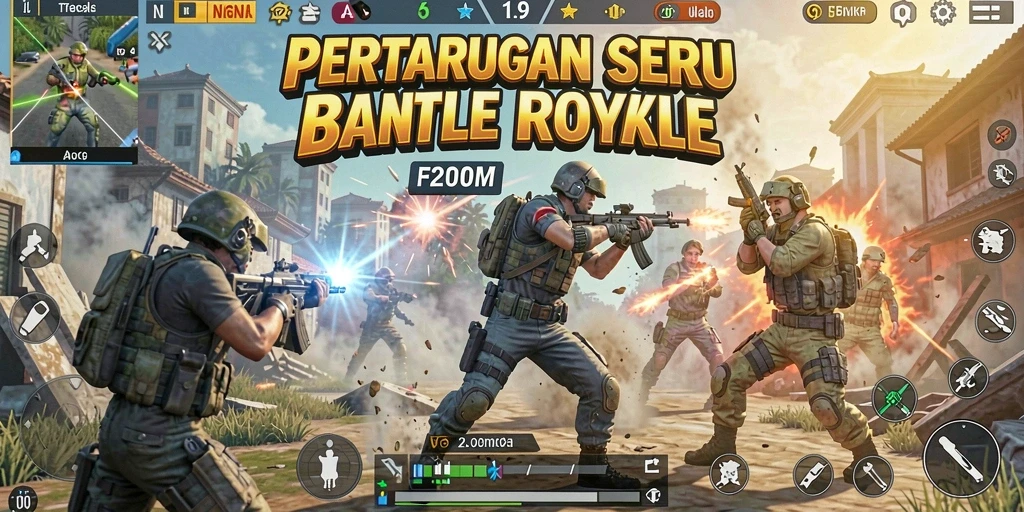 Gameplay seru F200M dalam pertempuran Battle Royale.