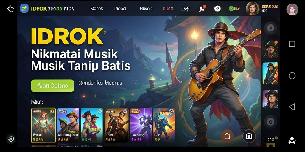 Screenshot gameplay <strong>IDROK</strong> menampilkan interaksi pengguna dengan musik yang menyenangkan.