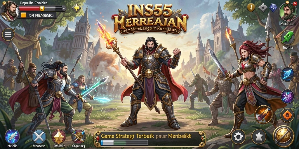 Tampilan menunjukkan gameplay strategi yang intens dan mendalam.
