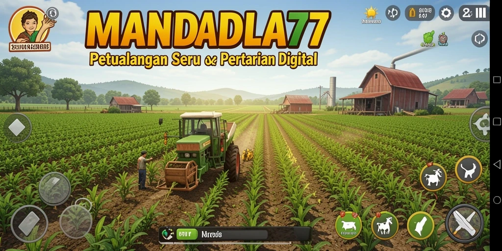 Tangkapan layar menunjukkan pemain merawat ladang dan hewan dalam MANDALA77.