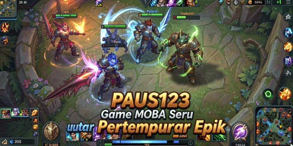 Tangkapan layar gameplay PAUS123 menunjukkan pertempuran seru antar karakter.