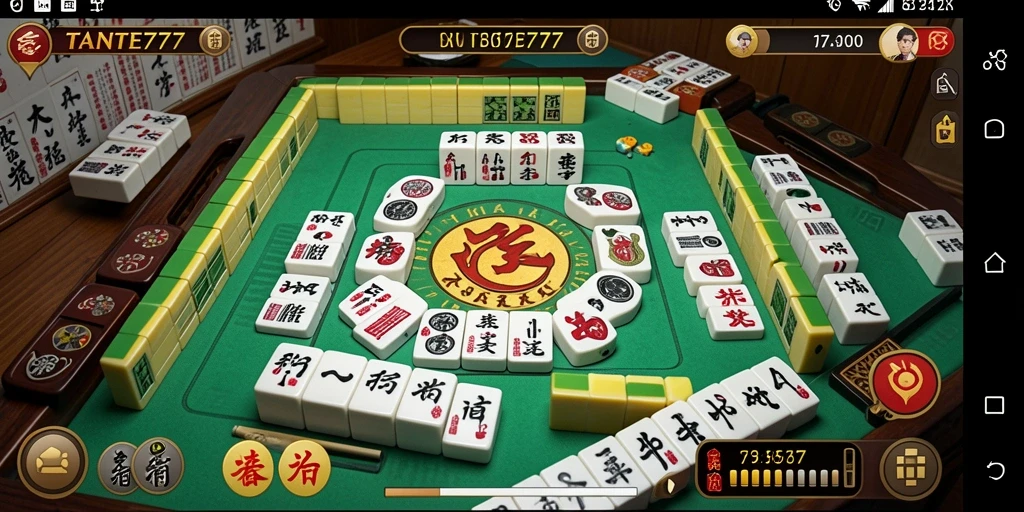 Screenshot gameplay TANTE777 menampilkan suasana permainan Mahjong yang seru.