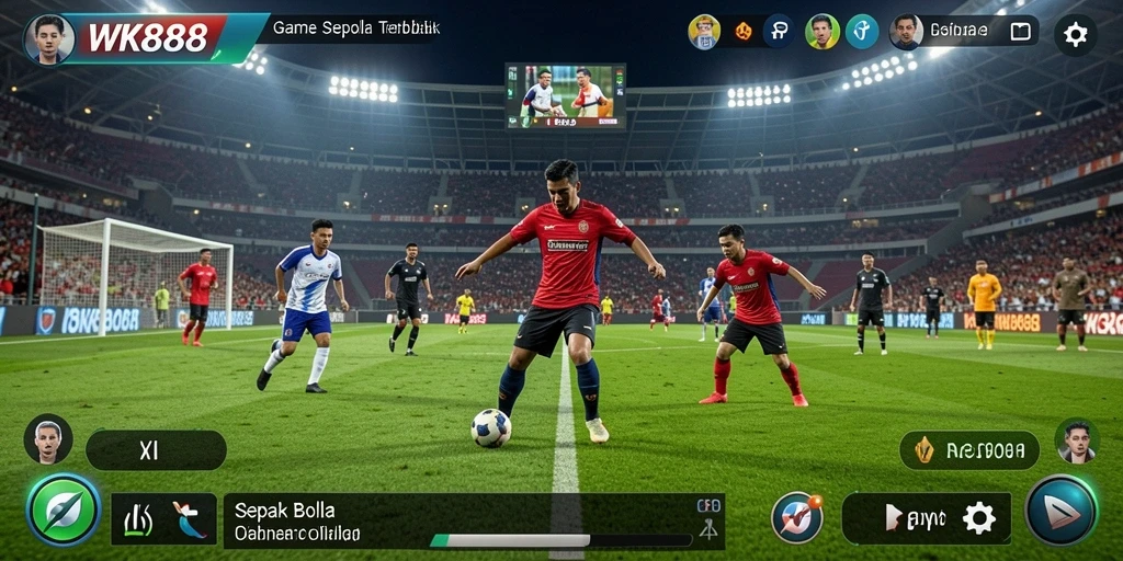 Tampilan gameplay menarik dalam WK888 dengan aksi sepak bola yang dinamis.