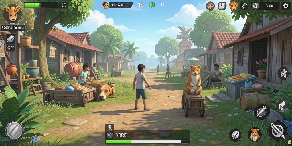 Tampilan menawan dari gameplay <strong>YYRR</strong> yang menampilkan interaksi kehidupan sehari-hari.